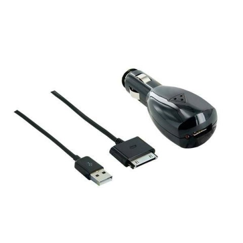 4World iPod/iPhone Zestaw do Ładowania USB+ 12/24V Czarny