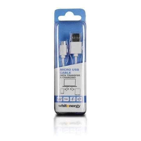 Whitenergy Kabel do przesyłu danych, Micro USB, 100cm, biały