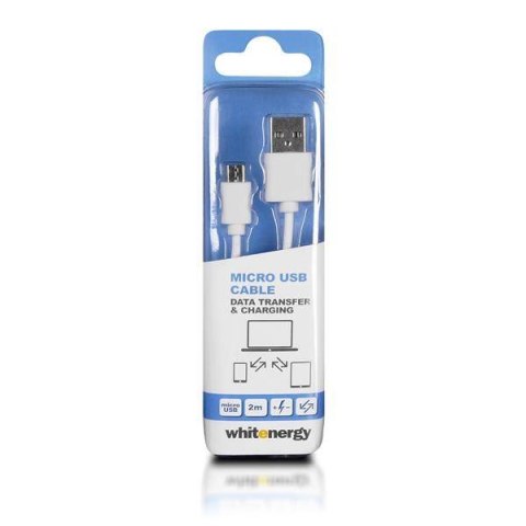 Whitenergy Kabel do przesyłu danych, Micro USB, 200cm, biały