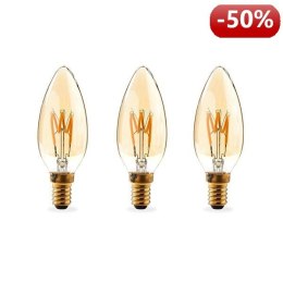 Nedis LED Żarówka z żarnikiem Lamp E14 | Świeczka | 3 W | 100 lm | 3-pak