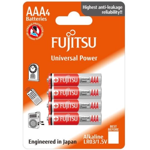 FUJITSU Bateria alkaliczna, LR03 AAA, 1.5V, 4szt, blister