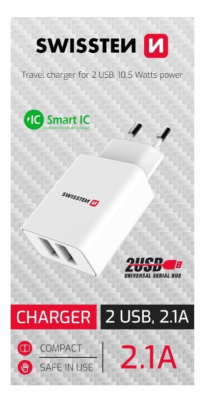 SWISSTEN ŁAD SIEC SMART IC 2xUSB 2,1A BIAŁA (CDU)