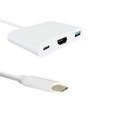 Qoltec Adapter USB 3.1 Typ C męski | HDMI A żeński + USB 3.0 A żeński + USB 3.1 Typ C PD | 0.2m | Biały