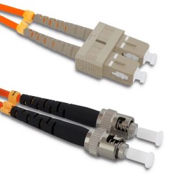 Qoltec Patchcord światłowodowy SC/UPC - ST/UPC | Multimode | 50/125 | OM2 | Duplex | 2m