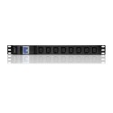 Qoltec Listwa zasilająca antyprzepięciowa CB do szafy RACK 19" | 1U | 10A | PDU | 8xIEC C13 | 2m