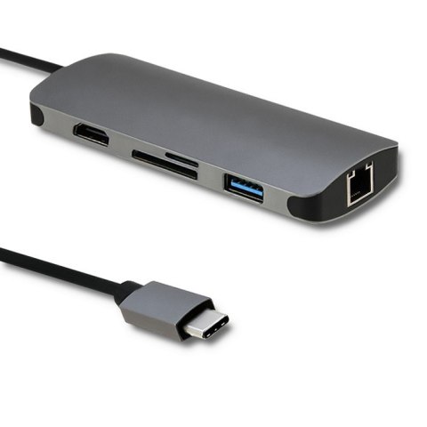 AdapterUSB 3.1 C męski / HDMI żeńskie | USB 3.0 żeńskie | RJ-45 żeńskie | SD | MICRO SD | PD