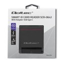 Qoltec Inteligentny czytnik chipowych kart ID SCR-0642 | USB 2.0 + Adapter USB typ C