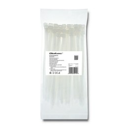 Qoltec Opaski zaciskowe/trytytki| 7.2*200mm | Nylon UV | Białe