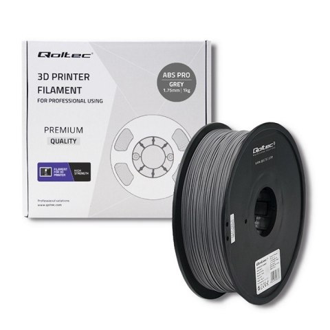 Qoltec Profesjonalny filament do druku 3D | ABS PRO | 1.75mm | 1kg | Grey