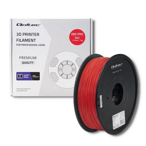 Qoltec Profesjonalny filament do druku 3D | ABS PRO | 1.75mm | 1kg | Red