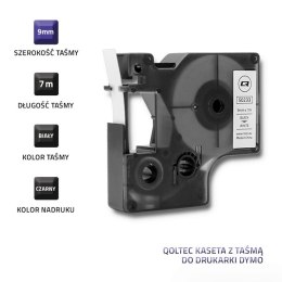 Qoltec Taśma do DYMO D1 40913 | 9mm x 7m | Biała/ Czarny nadruk