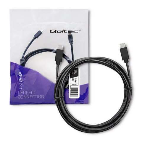 Qoltec Kabel USB 2.0 typ C męski | USB 2.0 typ C męski | 2.5m | Czarny