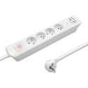 Qoltec Listwa antyprzepięciowa | 4 gniazda | 2 x USB | 1.8m | Biała