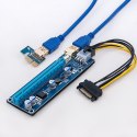 Qoltec Riser PCI-E 1x - 16x | USB 3.0 | ver. 009S | SATA / PCI-E 6 pin