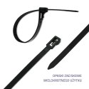 Qoltec Opaski zaciskowe wielorazowe/trytytki| 4.8 * 200mm | Nylon UV | Czarne