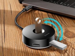 Baseus Round Box HUB Adapter USB-C na 4x USB 1x micro Czarny