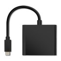 Qoltec Adapter USB 3.1 Typ C męski | HDMI A żeński + USB 3.0 typ A żeński + USB 3.1 Typ C PD | 0.2m | Czarny