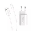 Dudao ładowarka sieciowa EU 2x USB 5V/2.4A + kabel micro USB biały (A2EU + Micro white)