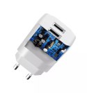 Dudao ładowarka sieciowa EU 2x USB 5V/2.4A + kabel micro USB biały (A2EU + Micro white)