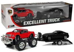 Zestaw Pojazdów Czerwony Monster Truck Czarne BMW Laweta 58 cm