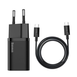 ŁAD SIEC BASEUS SUPER SI USB-C/USB-C 25W 1xUSB + KABEL 1M BLACK