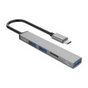 Orico Hub USB-C 3xport USB-A, czytnik microSD, alu