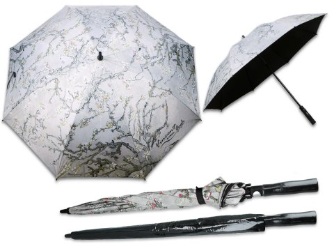 Parasol automatyczny - V. van Gogh, Migdałowiec, szary (CARMANI)