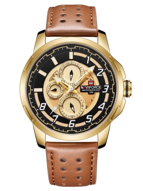 ZEGAREK MĘSKI NAVIFORCE - NF9142 (zn087c) gold/br. + BOX