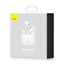 Baseus E8 bezprzewodowe słuchawki Bluetooth 5.0 TWS douszne wodoodporne IPX5 biały (NGE8-02)