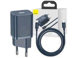 Ładowarka sieciowa Baseus USB-C PD 20W + kabel do Lightning Blue