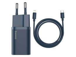 Ładowarka sieciowa Baseus USB-C PD 20W + kabel do Lightning Blue