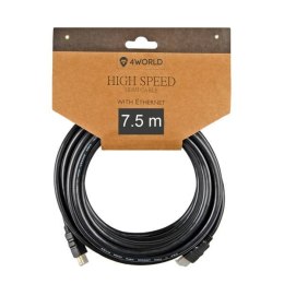 4World Kabel HDMI, high speed with ethernet, 7.5m, czarny