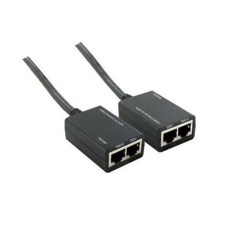 4World Przedłużacz HDMI do 30M 1080p po kablu 2x CAT 5e/6 w/Tx + Rx pigtail|czarny