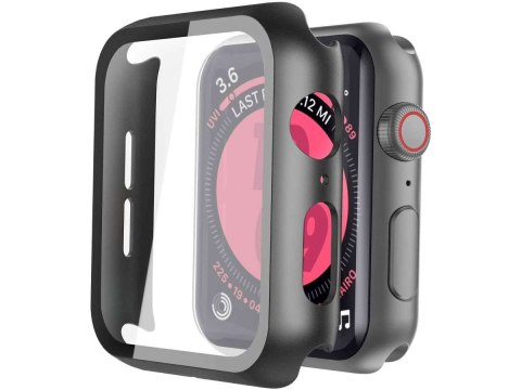 Obudowa Alogy 2w1 nakładka ze szkłem do Apple Watch 4/5/6/SE 44mm Czarna